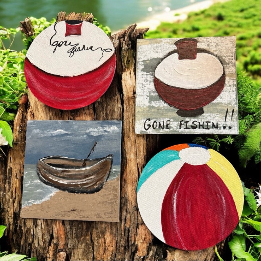 Colorful Beach-Fishing Themed Magnets